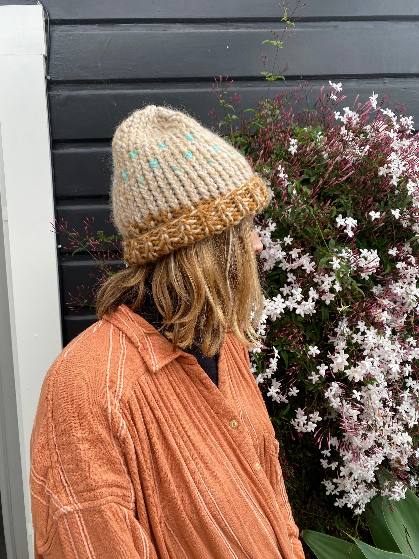 Turquoise Dot Beanie