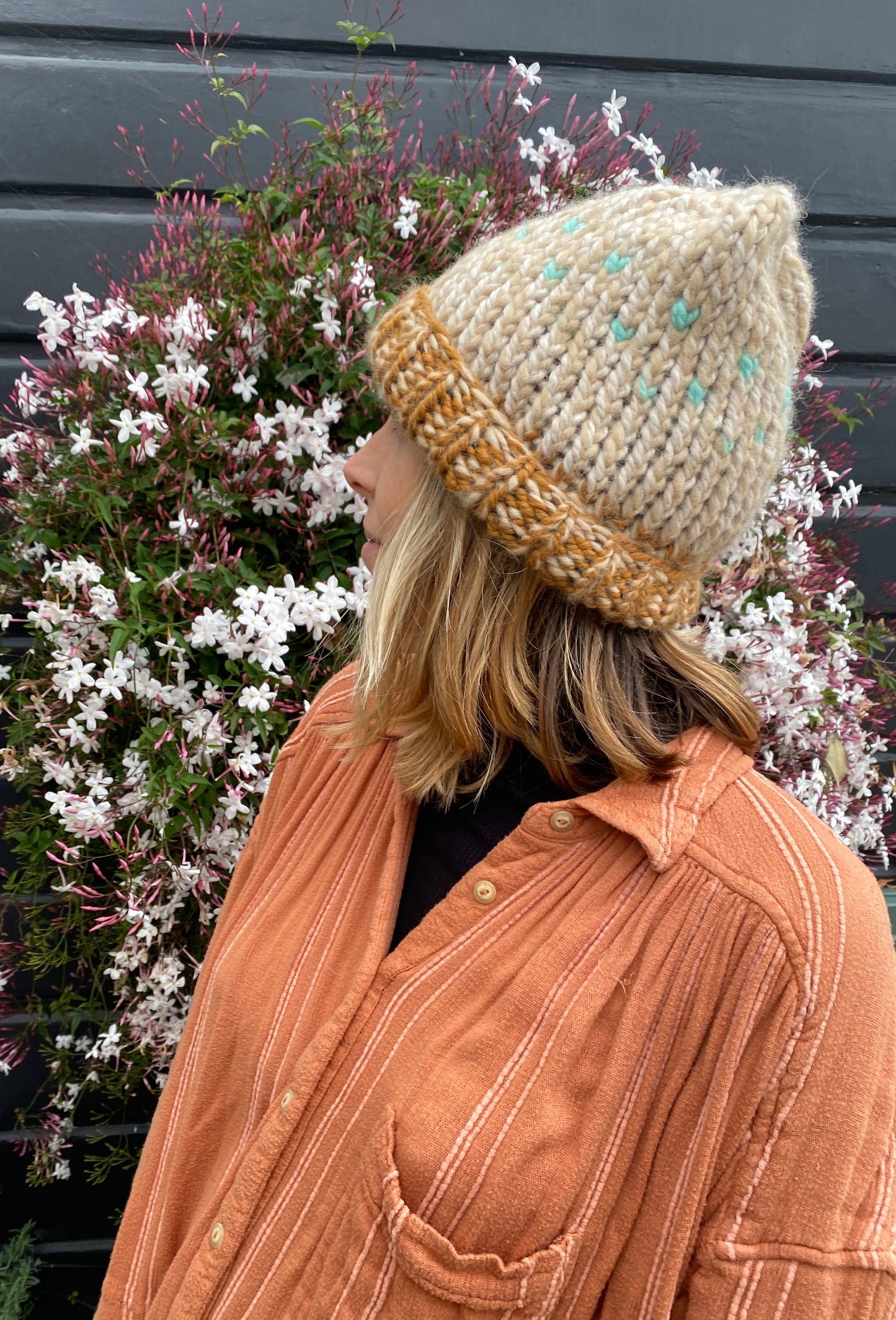 Turquoise Dot Beanie