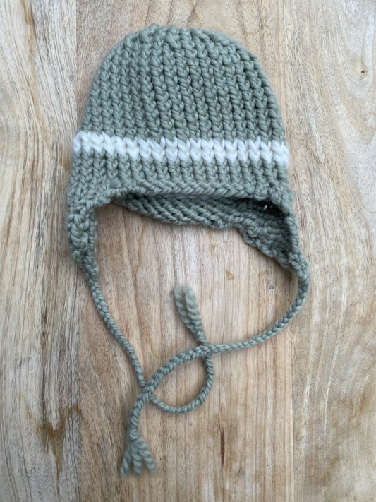 Baby tie beanie sage green